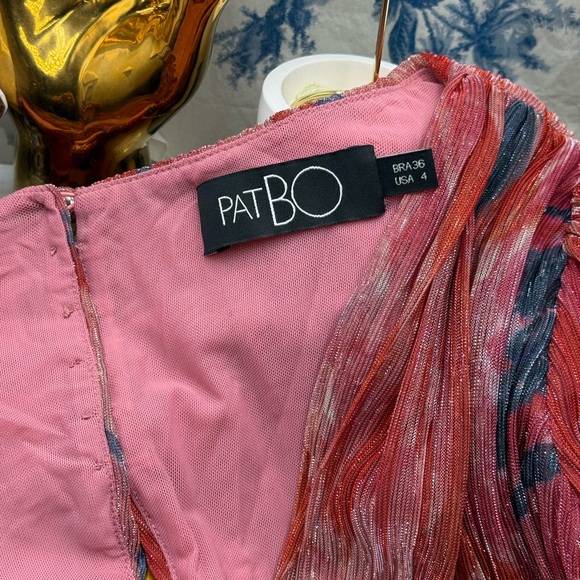 🆕 PATBO 🧿 NWOT Twist Metallic Ruched Mini Dress, Pink - Sz BR 36 US 4 - Picture 16 of 16